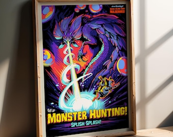Mizutsune Art Print | Monster Hunting Fantasy Gaming Poster | Gamer Room Decor