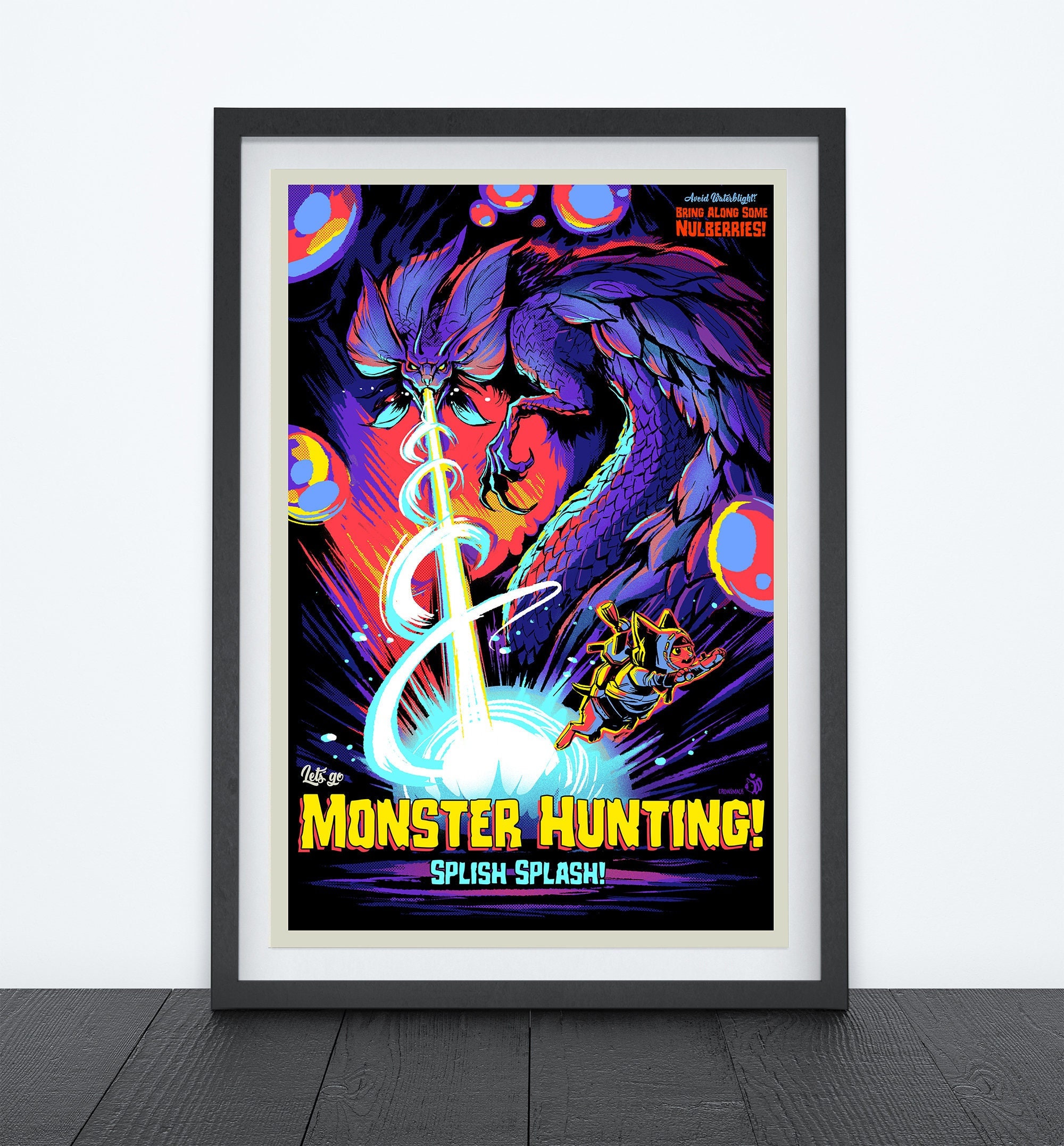 MIZUTSUNE Let's Go Monster Hunting, Video Game Poster, Video Game Art, Gaming Poster, Dorm Art