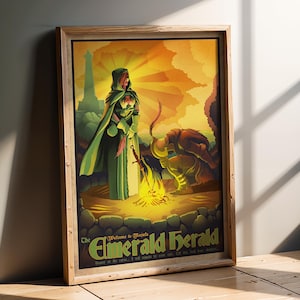 Emerald Herald Art Print | Dark Fantasy Video Game Poster | RPG Gift for Gamers image 1