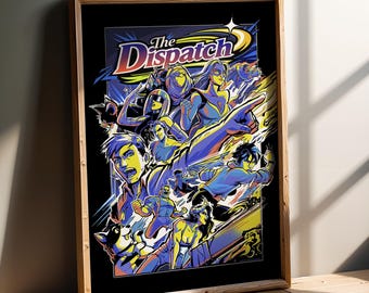 The Dispatch Print | Comic Style Superhero Ensemble Poster, Retro Anime Wall Art