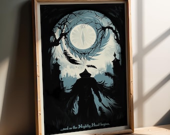 Soulsborne Nightly Hunt Art Print | Dark Fantasy Video Game Poster | Gift for Gamers