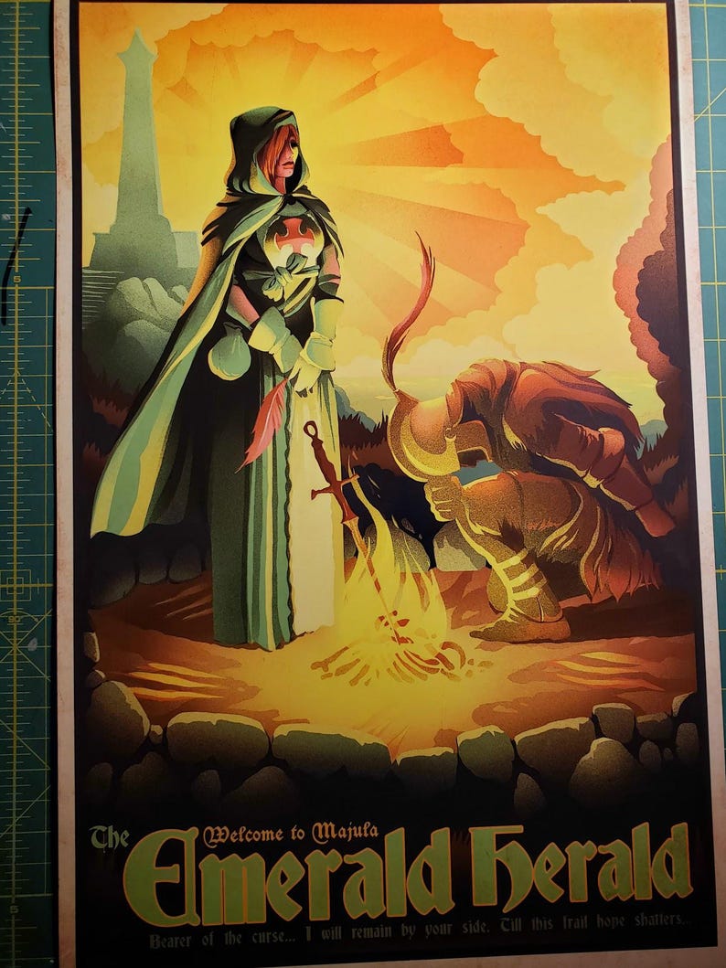 Emerald Herald Art Print | Dark Fantasy Video Game Poster | RPG Gift for Gamers image 2