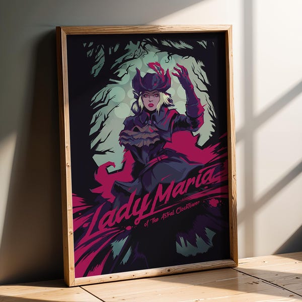Lady Maria Astral Clocktower Video Game Art Print | Soulsborne Gamer Room Decor Poster
