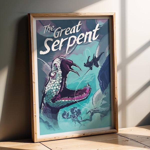 THE GREAT SERPENT Poster | Video Game Art | Gamer Gift | Original Design Printed In House