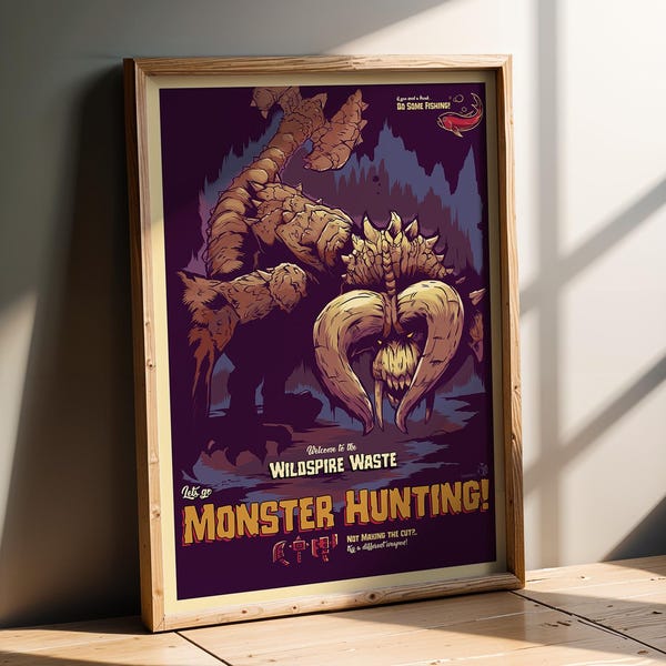 WILDSPIRE WASTE Art Print | Let's Go Monster Hunting Poster | Video Game Wall Art | Gamer Room Decor | Original Artwork Printed In-House