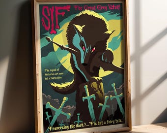 GREY WOLF Art Poster Print, Video Game Poster, Horror Poster, Art Print, Game Room Poster, Prints, Wall Art