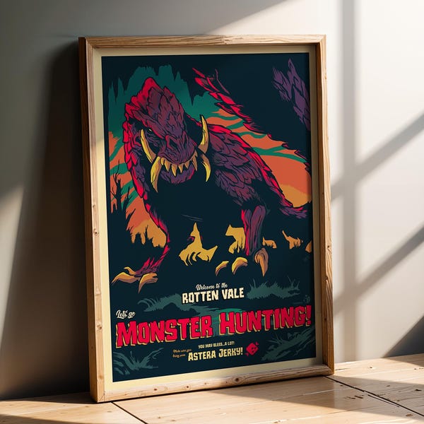 ROTTEN VALE, Let's Go Monster Hunting, Video Game Poster, Video Game Art, Gaming Poster