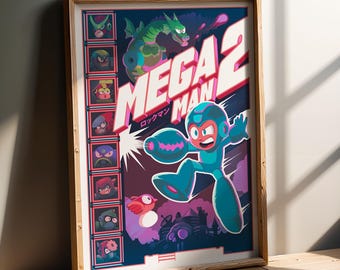 MEGA Robot Masters Poster | Retro Gaming Wall Art | Video Game Print | Gamer Room Decor