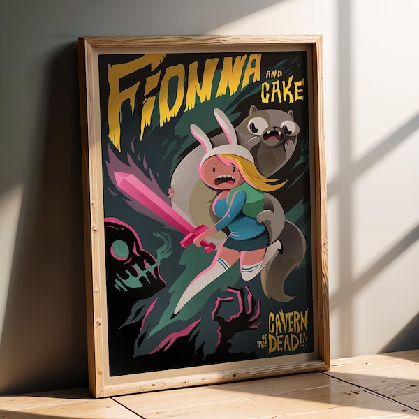 Fionna und Kuchen Kunstdruck | Cartoon Fan Art Poster | Anime Style gerahmter Druck Geschenk