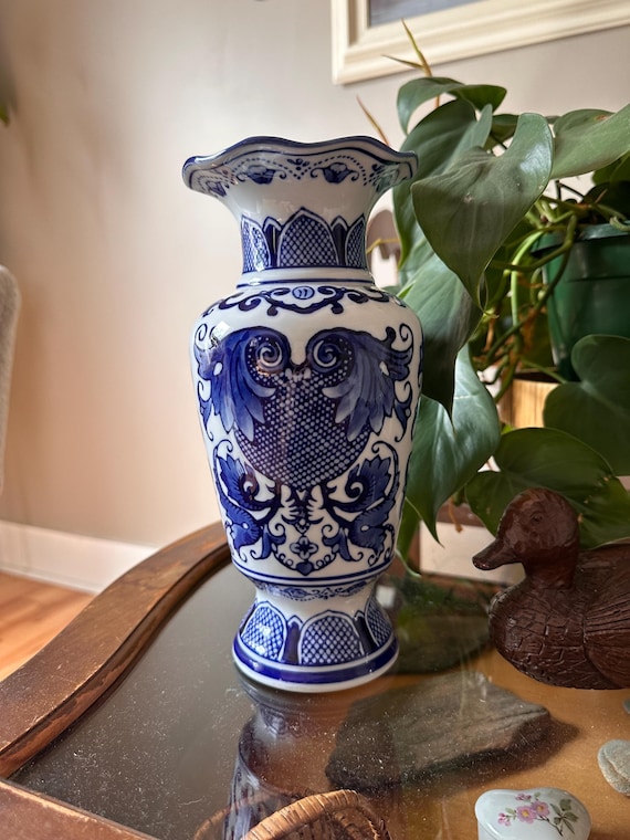 青と白の陶器花瓶 青と白の花瓶 - Etsy 日本