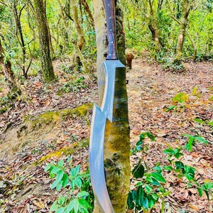 Survival Kopis Hunting Sword | Machete Leather Sheath |31 Inch Handmade Carbon Steel Blade Khopesh Sword Knife | Survival Bushcraft Knives |