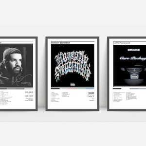 Drake Album Cover Poster, Vintage Drake Print, Musik Cover Geschenk für Männer, Drake Album Prints Set von drei, männliche Retro Wandkunst, Geschenk für ihn