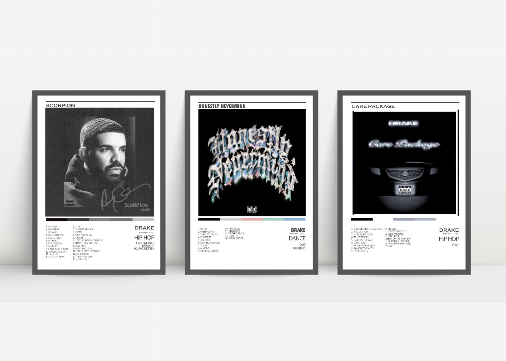 Drake Album Cover Poster, Vintage Drake Print, Music Cover Gift For Men, Drake Album Prints Set Of Three, Male Retro Wall Art, Gift For Him