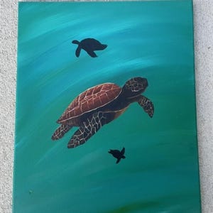 Serene Sea Turtle – Hand-Painted Acrylic Art on Canvas | Ocean-Inspired Wall Decor