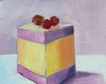 Raspberry Cake Slice Painting