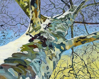 Winter Sycamore Tree Landscape Painting