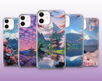 Fuji Phone Case Sakura Japan Anime Cover for iPhone 16, 15, 14, 13, 12, 11 Samsung S25, S24, S23 Pixel 9Pro XL, 8A, 8Pro, 7A