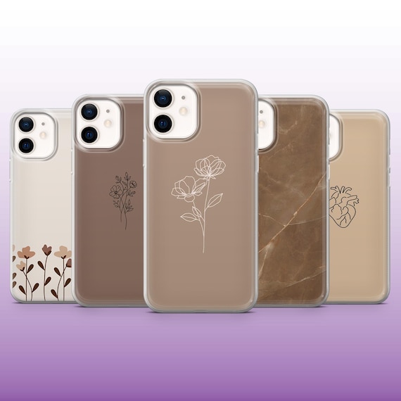 Beige Phone Case Brown Neutral Simple Cover for iPhone 16, 15, 14, 13, 12, 11 Samsung S25, S24, S23 Pixel 9Pro XL, 8A, 8Pro