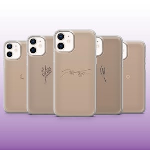 Custodia per telefono beige, carina, minimalista, semplice, marrone, per iPhone 16, 15, 14, 13, 12, Samsung S25, S24Fe, S23, A56, A15Pixel 9Pro XL, 8A, 8Pro
