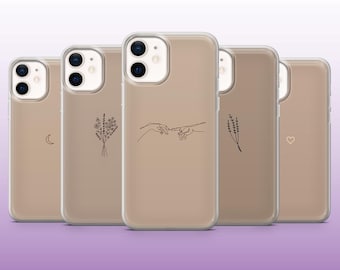 Beige Phone Case Cute Minimalist Simple Brown Cover for iPhone 17, 16, 15, 14, 13, 12 Samsung S25, S24Fe, S23, A56, Pixel 10Pro, 9A, 8A 8Pro