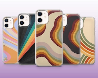 Wavy Phone Case Retro Stripes Groovy Cover for iPhone 16, 15, 14, 13, 12, 11 Samsung S25, S24, A56, A16 Pixel 9A, 9Pro XL, 8A 8Pro