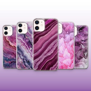 Crystal Phone Case Amethyst Healing Crystal Girl Cover for iPhone 16, 15, 14, 13, 12, 11 Samsung S25, S24, S23 Pixel 9Pro XL, 8A, 8Pro