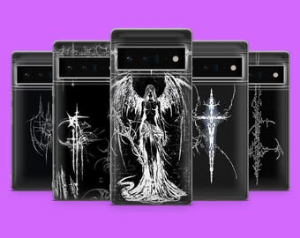 Funda gótica con temática emo de cibersigilismo para Google Pixel 9Pro XL, 8A, 8Pro, 7Pro, 7A, 6A, iPhone 16, 15, 14, 13, 12, Samsung S25, S24, S23