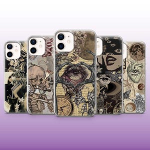 Funda de teléfono grunge con diseño de tablero de estado de ánimo gótico y emo para iPhone 16, 15, 14, 13, 12 Samsung S25, S24Fe, S23, A56, A15 Pixel 9Pro XL, 8A, 8Pro