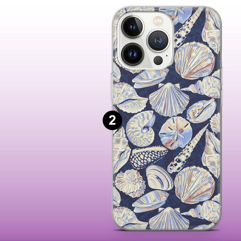 Sea Shell Phone Case Coastal Beach Ocean Vibes Cover for iPhone 16, 15, 14, 13, 12, 11 Samsung S25, S24Fe, S23, A56, Pixel 9Pro XL, 8A, 8Pro 2