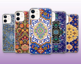Arabic Phone Case Arab Tile Islamic Muslim Cover for iPhone 16, 15, 14, 13, 12, 11 Samsung S25, S24, A56, A16, Pixel 9A, 9Pro XL, 8A, 8Pro