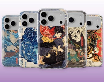 Samurai Phone Case Ukiyo-e Kuniyoshi Japanese Art Cover for iPhone 16, 15, 14, 13, 12, 11 Samsung S25, S24, S23, A15 Pixel 9Pro XL, 8A, 8Pro