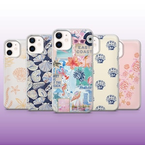 Sea Shell Phone Case Coastal Beach Ocean Vibes Cover for iPhone 16, 15, 14, 13, 12, 11 Samsung S25, S24Fe, S23, A56, Pixel 9Pro XL, 8A, 8Pro image 1