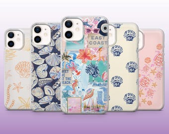 Sea Shell Phone Case Coastal Beach Ocean Vibes Cover for iPhone 16, 15, 14, 13, 12, 11 Samsung S25, S24Fe, S23, A56, Pixel 9Pro XL, 8A, 8Pro