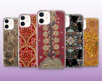 Capa para celular com estampa de azulejos de arte folclórica indiana para iPhone 16, 15, 14, 13, 12, 11, Samsung S25, S24, A56, A16, Pixel 9A, 9Pro XL, 8A, 8Pro
