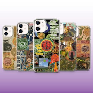 Coque de portable hippie Boho Spiritual Retro indie des années 70 pour iPhone 16, 15, 14, 13, 12, 11 Samsung S25, S24, S23, A15 Pixel 9Pro XL, 8A, 8Pro