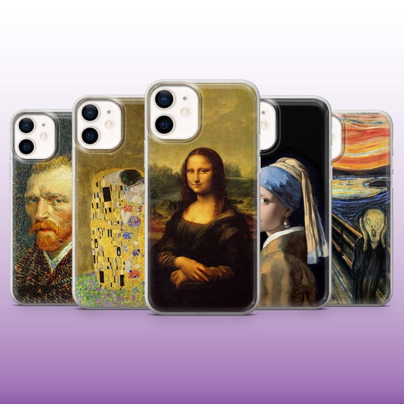 Famous Painting Phone Case Mona Lisa Art Lover Cover for iPhone 16, 15, 14, 13, 12, 11 Samsung S25, S24, S23 Pixel 9Pro XL, 8A, 8Pro 7A