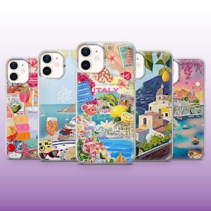 Italie - Côte amalfitaine - Été italien - Coque été italienne pour iPhone 16, 15, 14, 13, 12 Samsung S25, S24Fe, S23, A56, Pixel 9Pro XL, 8A, 8Pro