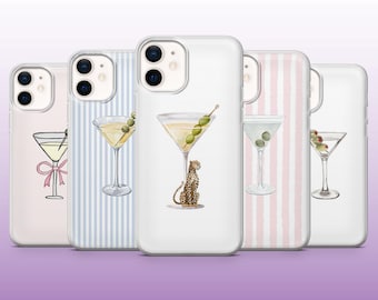 Cocktail Phone Case Martini Classy Drink Cover for iPhone 17, 16, 15, 14, 13, 12, 11 Samsung S25, S24, A56, A16, Pixel 10Pro, 9A, 8A, 8Pro