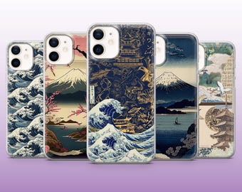 Hokusai Phone Case Great Wave Ukiyo-e Mount Fuji Cover for iPhone 16, 15, 14, 13, 12, 11 Samsung S25, S24, S23, A15 Pixel 9Pro XL, 8A, 8Pro
