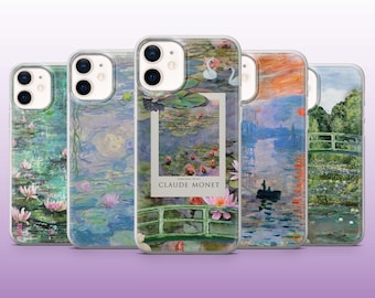 Claude Monet Phone Case Monet Art Water Lilies Cover for iPhone 16, 15, 14, 13, 12, 11 Samsung S25, S24, S23 Pixel 9Pro XL, 8A, 8Pro