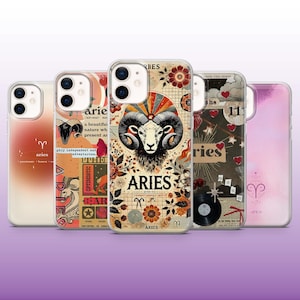 Aries Phone Case Zodiac Astrology Horoscope Cover for iPhone 16, 15, 14, 13, 12, 11 Samsung S25, S24, S23 Pixel 9Pro XL, 8A, 8Pro