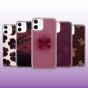 Coque de portable bordeaux, rouge foncé, rouge cerise, pour iPhone 16, 15, 14, 13, 12, 11, Samsung S25, S24, S23, A15, Pixel 9Pro XL, 8A, 8Pro