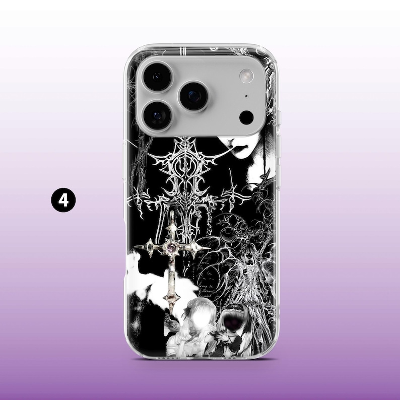 Funda de teléfono grunge gótica, emo y moderna para iPhone 16, 15, 14, 13, 12 y 11, Samsung S25, S24, A56, A16, Pixel 9A, 9Pro XL, 8A, 8Pro y 7A. 4