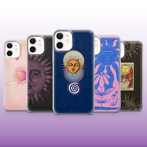 Sun Tarot Phone Case Sun and Moon Astrology Cover for iPhone 16, 15, 14, 13, 12, 11 Samsung S25, S24, A56, A16, Pixel 9A, 9Pro XL, 8A, 8Pro