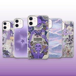 Funda de teléfono morada con diseño de tablero de estado de ánimo en tonos lavanda y violeta para iPhone 16, 15, 14, 13 y 12, Samsung S25, S24Fe, S23, A56, Pixel 9Pro XL, 8A y 8Pro.