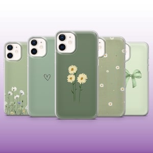 Sage Green Phone Case Cute Minimalist Pastel Cover for iPhone 16, 15, 14, 13, 12 Samsung S25, S24Fe, S23, A56, A15Pixel 9Pro XL, 8A, 8Pro
