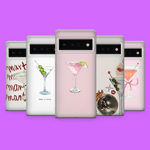 Martini Phone Case Trendy Cocktail Girly Cover for Google Pixel 9Pro XL, 8A, 8Pro, 7Pro 7A iPhone 16, 15, 14, 13, 12, Samsung S25, S24, S23