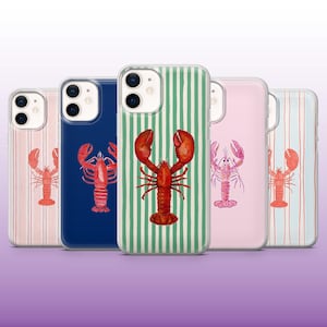 Coque de portable homard crabe fruits de mer pour iPhone 16, 15, 14, 13, 12, 11 Samsung S25, S24, A56, A16, Pixel 9A, 9Pro XL, 8A, 8Pro