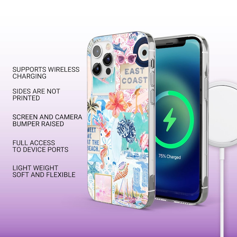 Sea Shell Phone Case Coastal Beach Ocean Vibes Cover for iPhone 16, 15, 14, 13, 12, 11 Samsung S25, S24Fe, S23, A56, Pixel 9Pro XL, 8A, 8Pro image 7