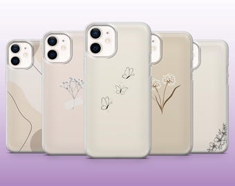 Beige Phone Case Minimalist Neutral Creme Cover for iPhone 16, 15, 14, 13, 12, 11 Samsung S25, S24, A56, A16 Pixel 9A, 9Pro XL, 8A 8Pro